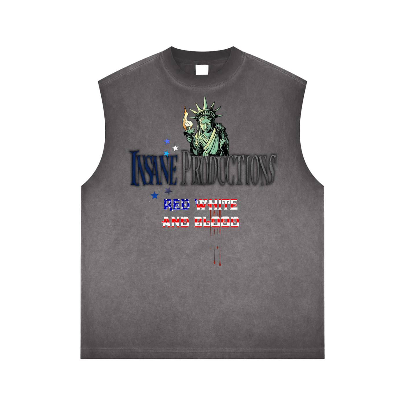 Red White and Blood Reverse Washed Tank Top