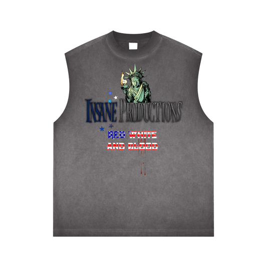 Red White and Blood Reverse Washed Tank Top